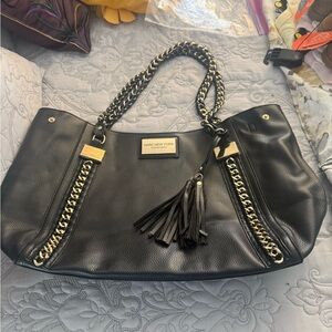 Marc New York Black Shoulder Bag with Gold Chains